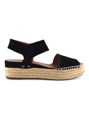 Franco Sarto Women's Leather Oak Espadrille Platform Sandal Black 6.5M